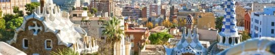 Colourful Gaudi architecture at Park Güell in Barcelona, Spain