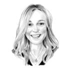 Black and white illustration of Jody van Merode's headshot