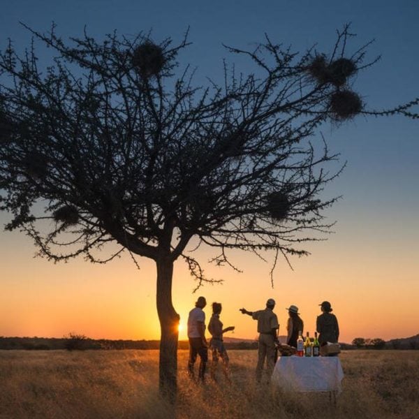 Sundowners on safari at Ongava Private Game Reserve, Etosha National Park, Namibia