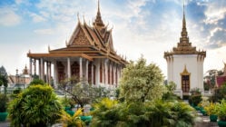 The Silver Pagoda or Wat Preah Keo, Wat Ubosoth Ratanaram or Preah Vihear Preah Keo Morakot is located on the south side of the Royal Palace, Phnom Penh. Silver Pagoda, Royal Palace, Phnom Penh, Attractions in Cambodia.