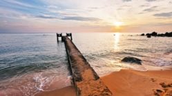 Sunset over the sea at Phu Quoc island in Vietnam.