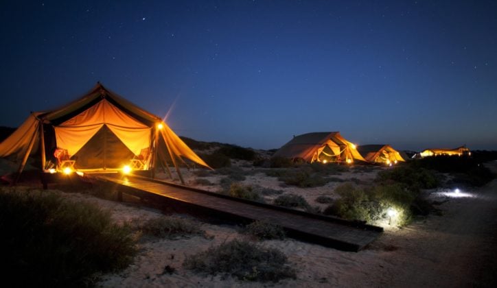 tents at night sal salis north west australia