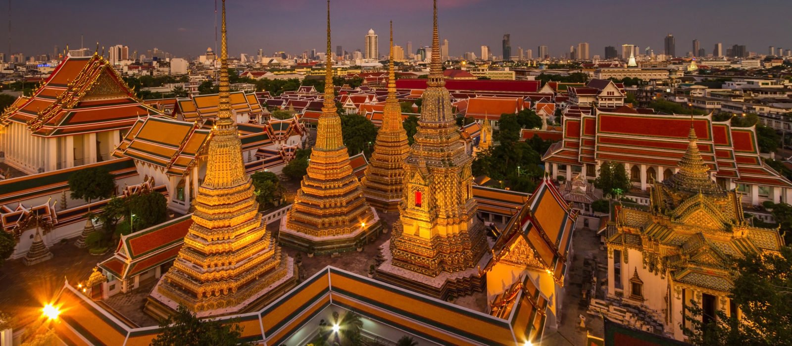 Wat Pho temple at twilight, Bangkok, Thailand