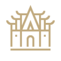 Vector art of temple drawn in bold gold lines